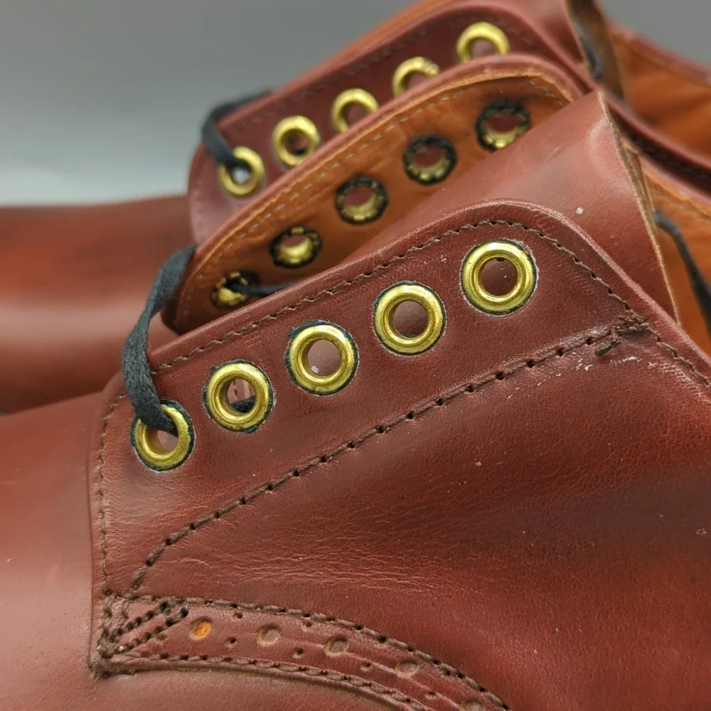 Vintage LL Bean Leather Plain Toe Derby Dress Shoes Mens 10.5 C Brown USA